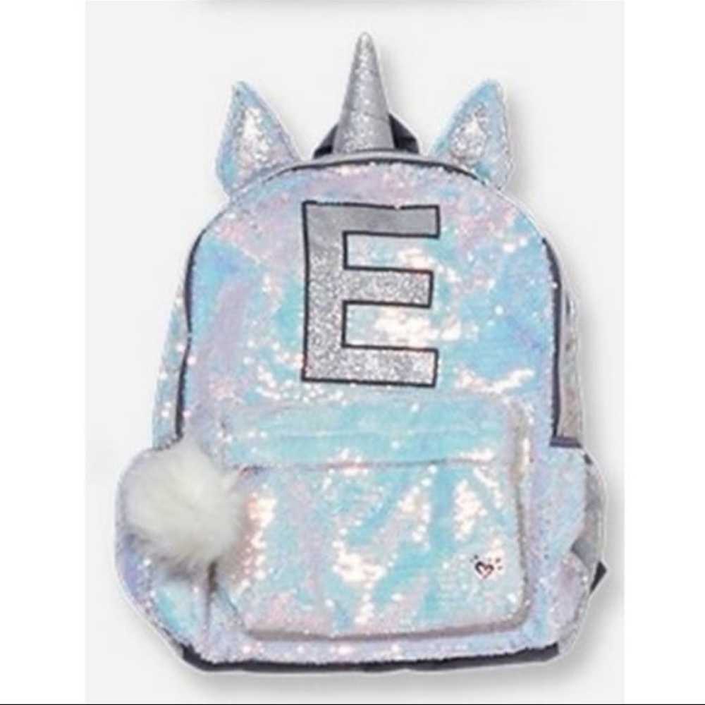 SOLD 
Justice Silver and Blue Unicorn Backpack